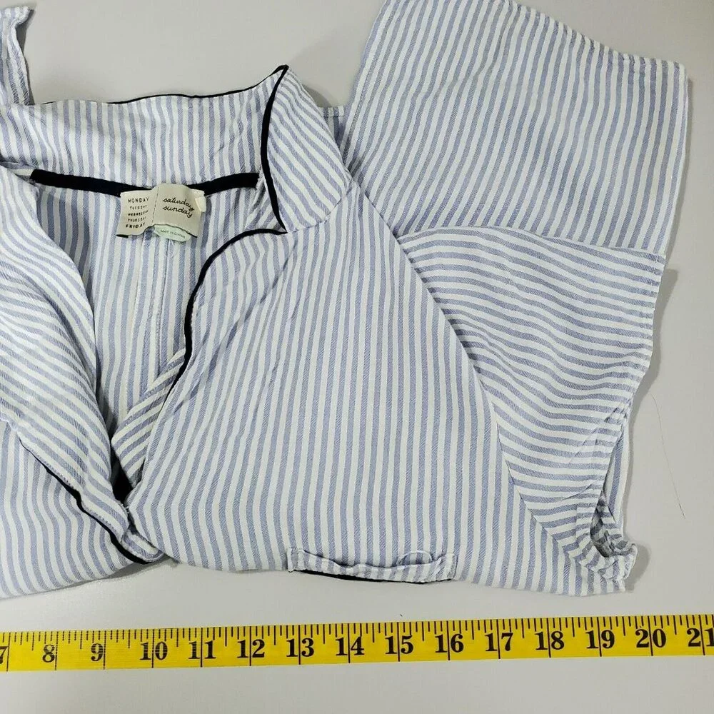 Anthropologie Saturday Sunday‎ Womens Pajama Top Size XS Tie Back Striped